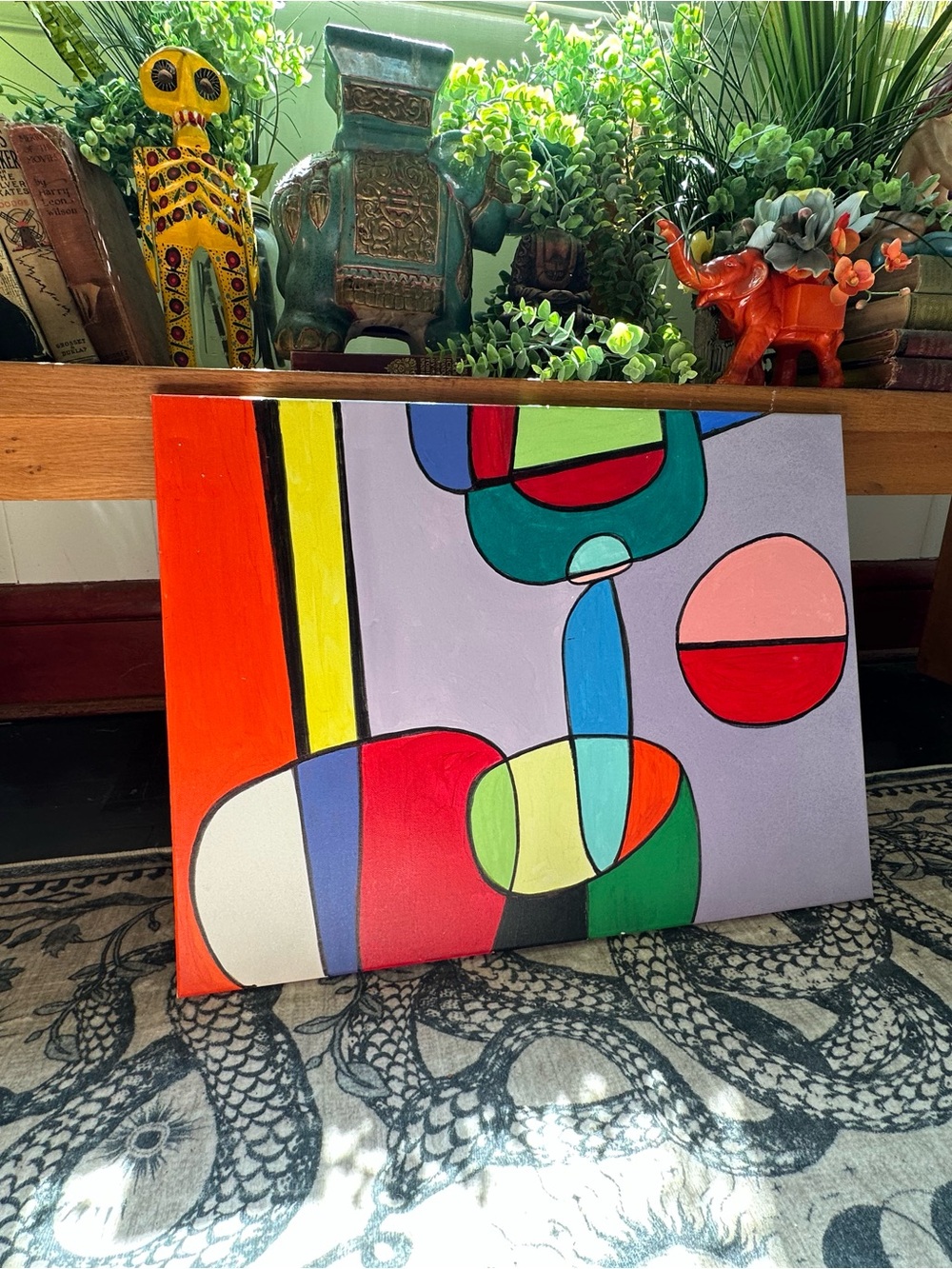 Abstract Color Block Canvas Wall Art - Multicolor